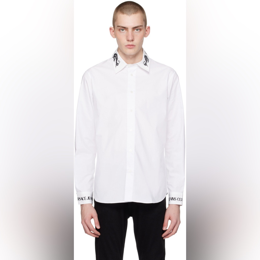 Versace Jeans Couture White Watercolor Couture Shirt Style 185/96b Button Down